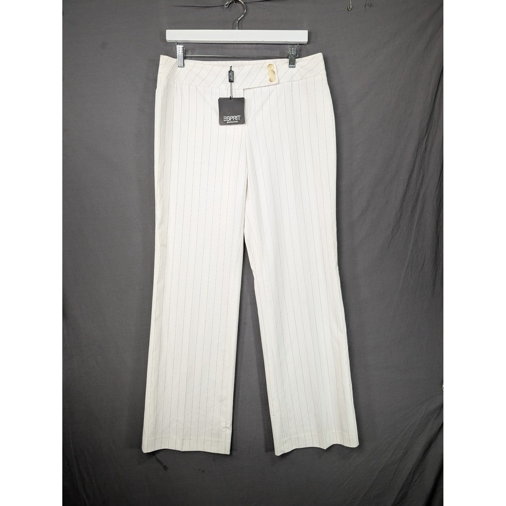 Esprit Collection White Pinstripe Wide Leg Dress Pants NWT Size 10 7985